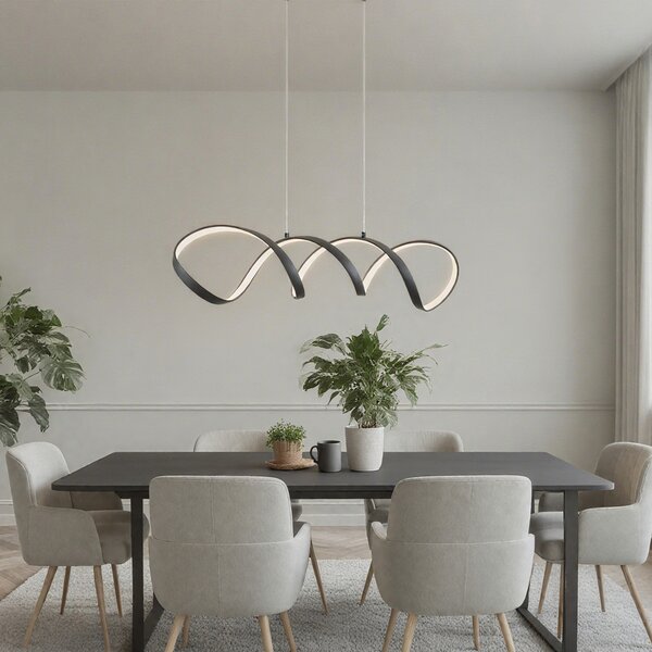 Lampada a sospensione di design nera 100 cm con LED dimmerabile a 3 livelli - Wokkel