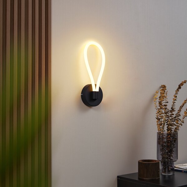 Lampada da parete moderna nera con LED dimmerabile a 3 livelli - Keri