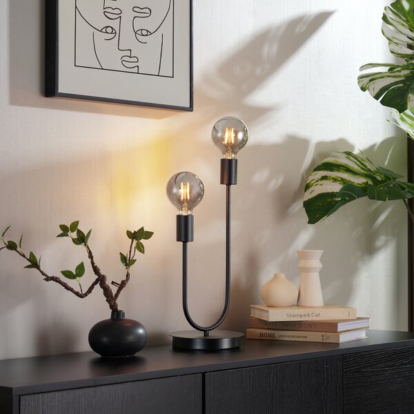 Lampada da tavolo Art Déco nera a 2 luci - Tuning