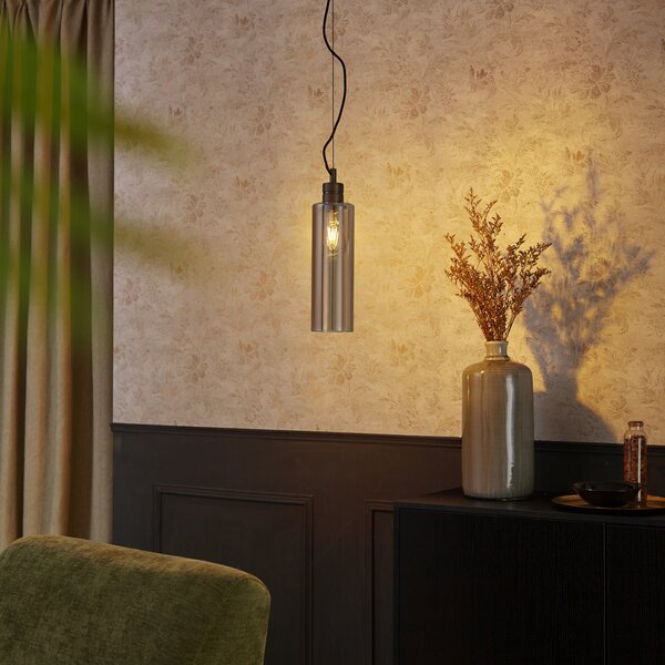 Hotel Chic Pendant Lamp Dark Bronze with Amber Glass - Stavelot