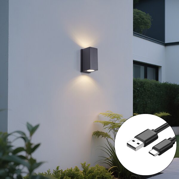 Lampada da parete nera magnetica con LED ricaricabile - Baleno