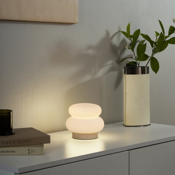Lampada da tavolo Japandi beige con vetro opale 15 cm - Kumo