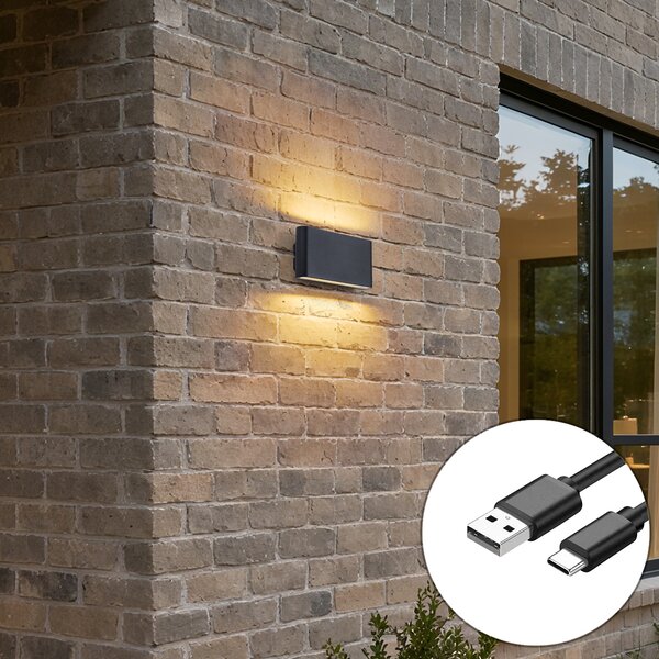Lampada da parete nera magnetica con LED ricaricabile - Batt