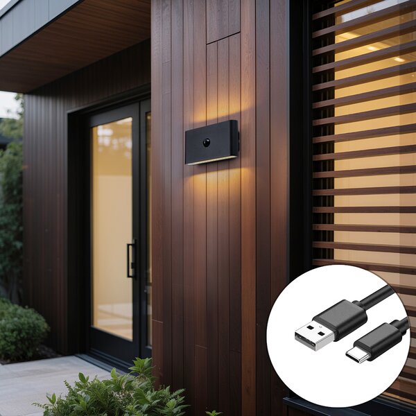 Lampada da parete nera Sensore Lux Magnetico Incl. LED Ricaricabile - Batt