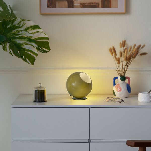 Lampada da tavolo retrò verde con vetro - Mabel