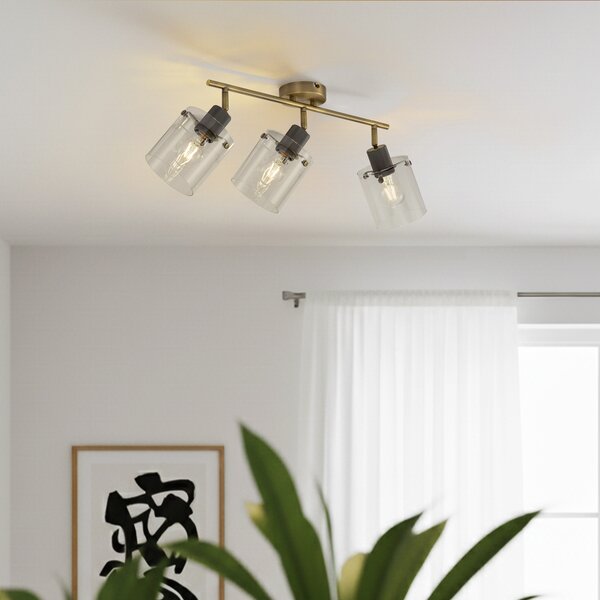 Faretto da soffitto di design bronzo con vetro trasparente 3 luci - Domo
