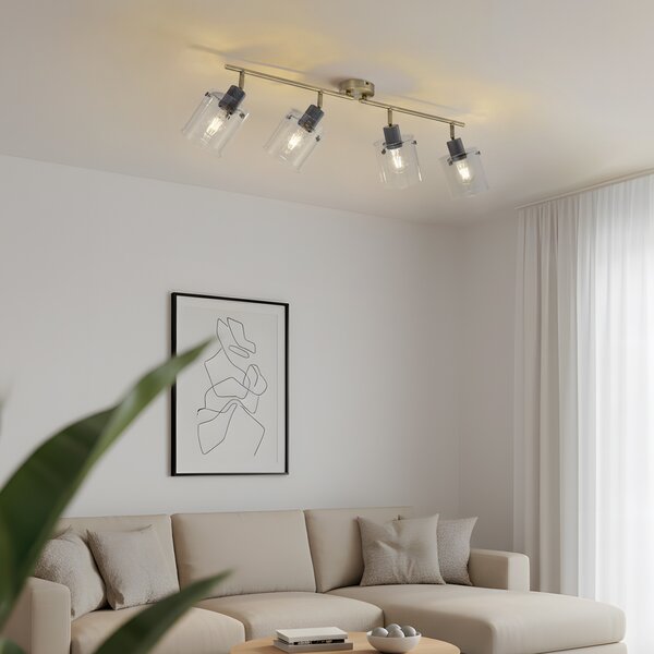 Faretto da soffitto di design bronzo con vetro trasparente 4 luci - Domo