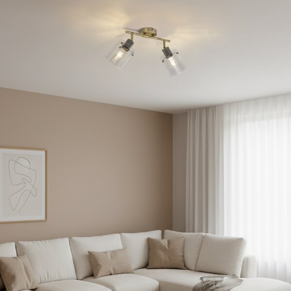 Faretto da soffitto di design bronzo con vetro trasparente 2 luci - Domo