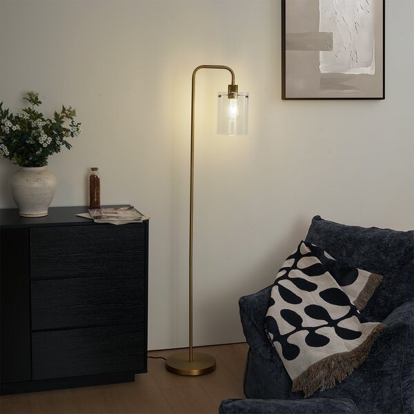 Lampada da terra di design bronzo con vetro trasparente - Domo