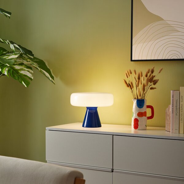 Lampada da tavolo retrò blu con bianco - Knob