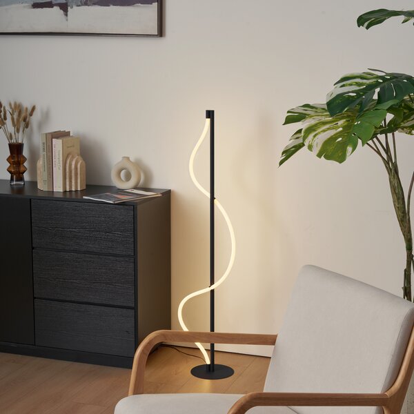 Lampada da terra moderna nera con LED dimmerabile a 3 livelli - Twirl