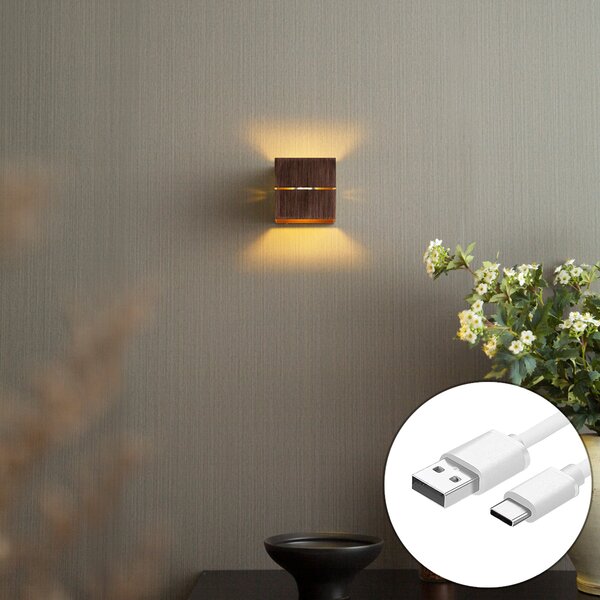 Lampada da parete moderna bronzo scuro con LED e dimmer touch ricaricabile - Joris Groove