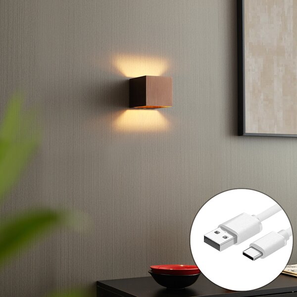Lampada da parete moderna bronzo scuro con LED e dimmer touch ricaricabile - Joris