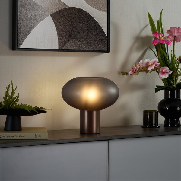 Lampada da tavolo di design bronzo con vetro grigio opaco - Umbrella