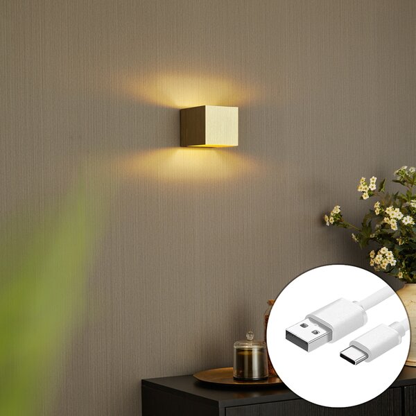 Lampada da parete moderna oro con LED e dimmer touch ricaricabile - Joris