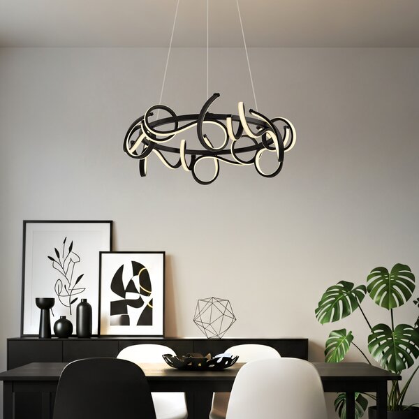 Lampada a sospensione di design nera rotonda dimmerabile a 3 livelli - Krisscross