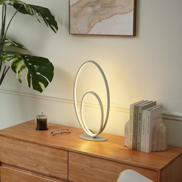 Lampada da tavolo di design beige con LED dimmerabile a 3 livelli - Boomerang