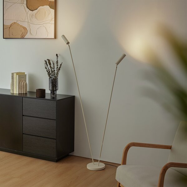 Lampada da terra moderna beige 2 luci GU10 35mm - Thomas