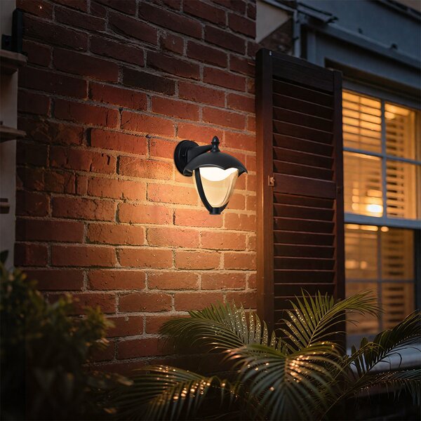 Applique da esterno smart nera con vetro trasparente con LED IP54 - Classica