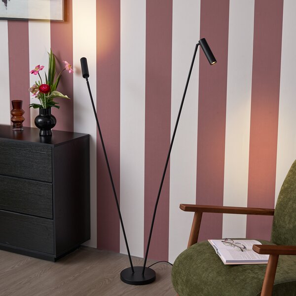 Lampada da terra moderna nera 2 luci GU10 35mm - Thomas