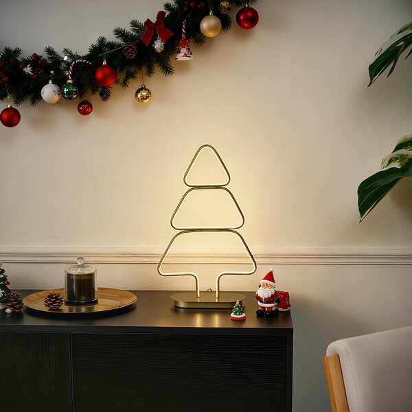Lampada da tavolo natalizia oro albero di Natale con LED - Arbre