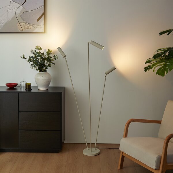 Lampada da terra moderna beige 3 luci GU10 35mm - Thomas
