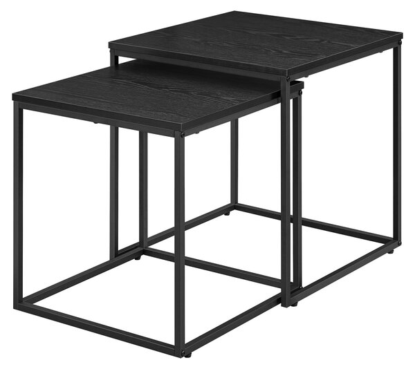Tavolino Da Salotto - Leobert - Nero/Gambe Nere - 50 X 50 X 50,5 Cm - Set Da 2