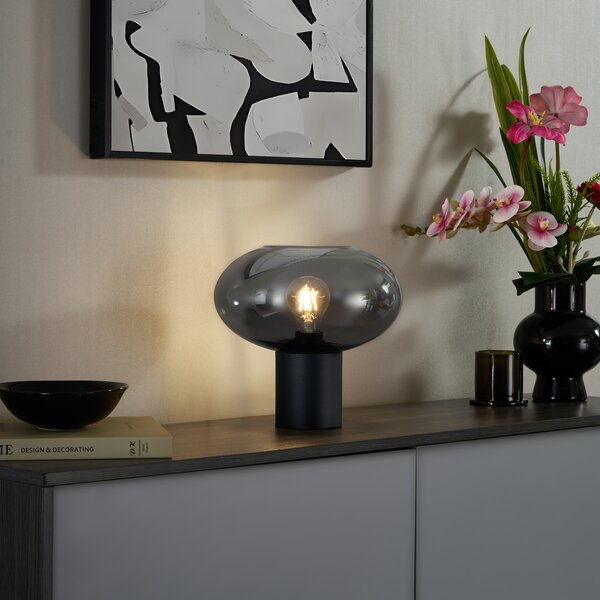 Lampada da tavolo di design nera con vetro fumé - Umbrella