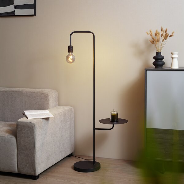 Lampada da terra moderna nera con tavolino rotondo - Ostrich