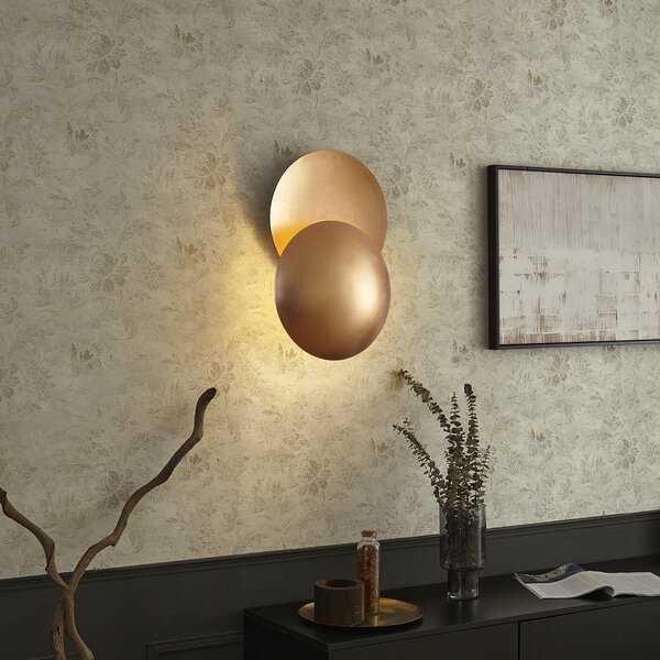 Lampada da parete moderna rame 34,5 cm 2 luci - Sunrise