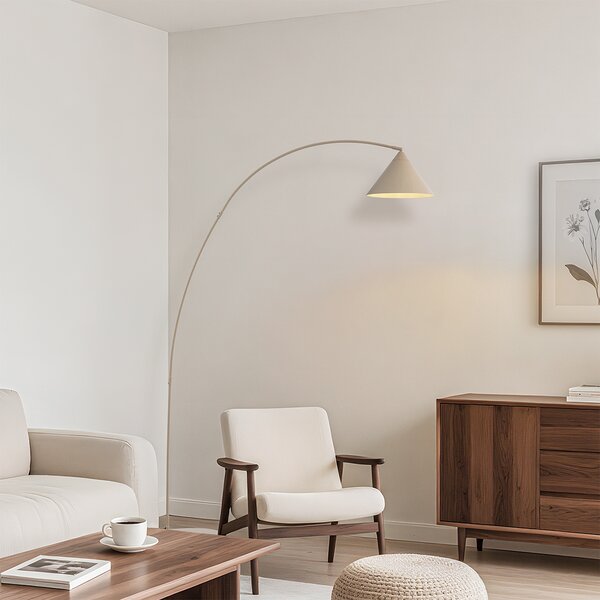 Lampada da terra retrò beige con interno bianco - Triangolo