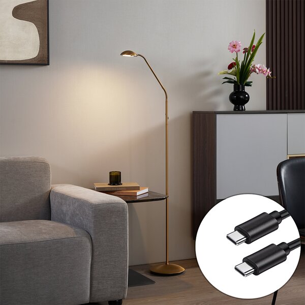 Lampada da terra moderna bronzo con LED dimmerabile a 3 livelli ricaricabile - Waldorf