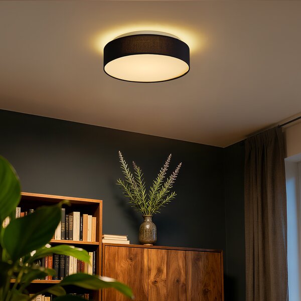 Plafoniera Smart Nera 35cm con LED e Telecomando - Flat Drum