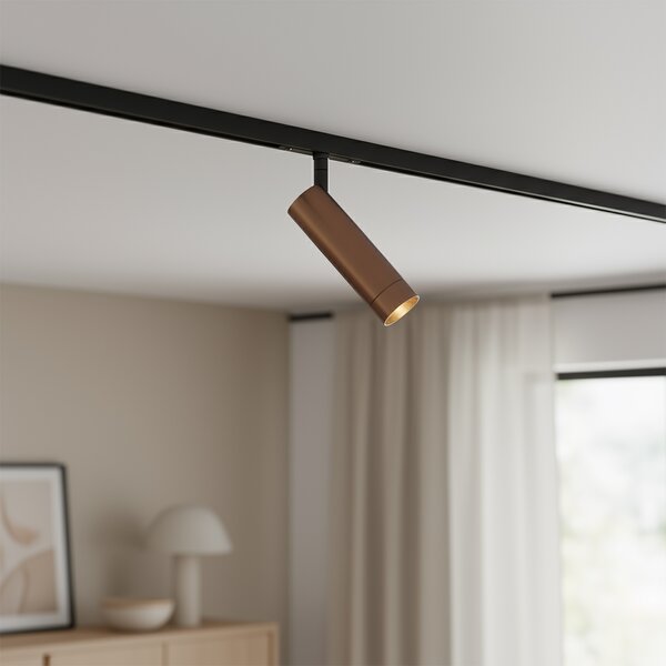 Faretto moderno bronzo scuro per sistema a binario monofase GU10 35mm - Slimline Uzzy