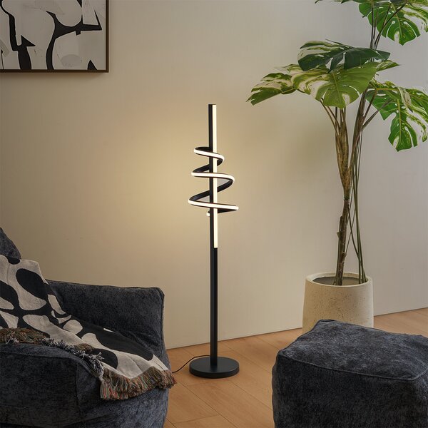 Lampada da terra di design nera con LED dimmerabile e interruttore a 3 vie - Rolla