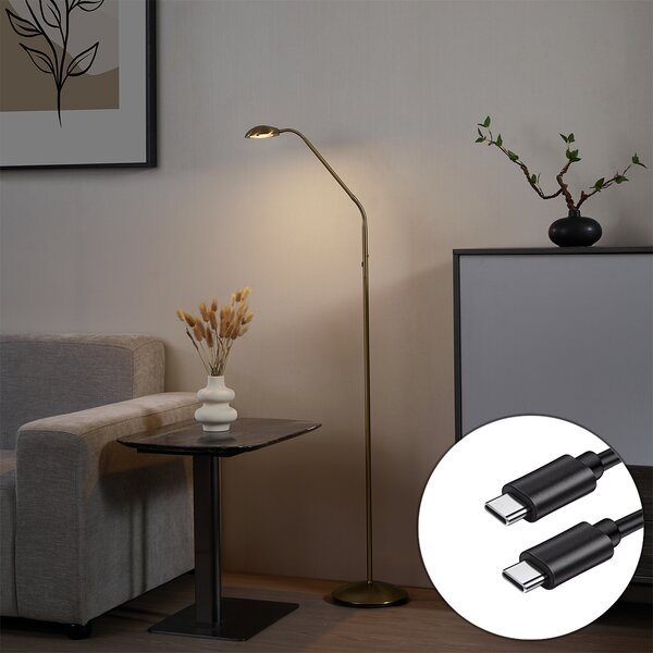 Lampada da terra moderna ottone con LED dimmerabile a 3 livelli ricaricabile - Waldorf