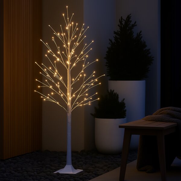 Albero di Natale luminoso da terra bianco 120 cm con LED e timer IP44 - Ki