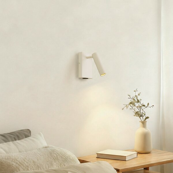 Lampada da parete moderna beige regolabile con USB-C - Croft