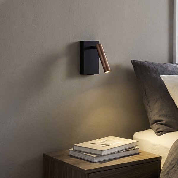 Lampada da parete moderna nera con bronzo scuro regolabile con USB-C - Croft