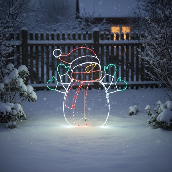Lampada da terra natalizia Pupazzo di neve 116 cm con LED e timer IP44 - Pax