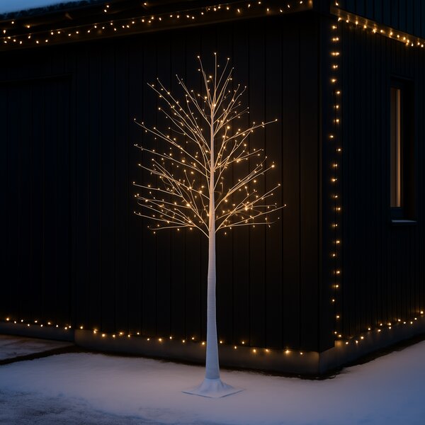Albero di Natale luminoso da terra bianco 180 cm con LED e timer IP44 - Ki