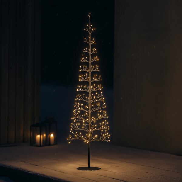 Lampada da terra natalizia nera albero 150 cm con LED e timer IP44 - Caspar
