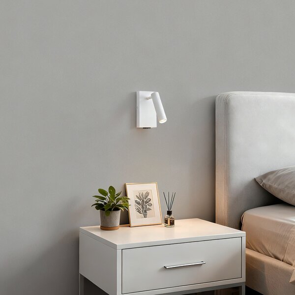 Lampada da parete moderna bianca regolabile con USB-C - Croft