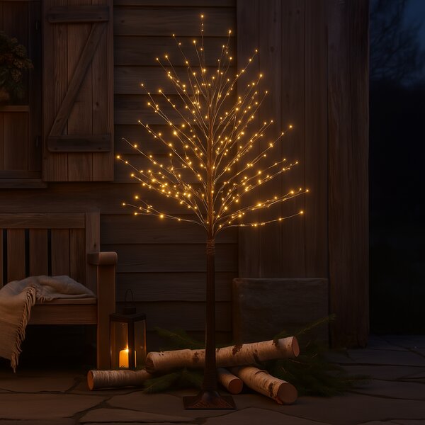 Lampada da terra natalizia albero marrone 180 cm con LED e timer IP44 - Ki