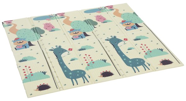 AIYAPLAY Tappeto per Bambini 0-6 Anni a Tema Animali con Superficie Impermeabile in XPE Multicolore, 196x176x1.5 cm | Aosom Italy