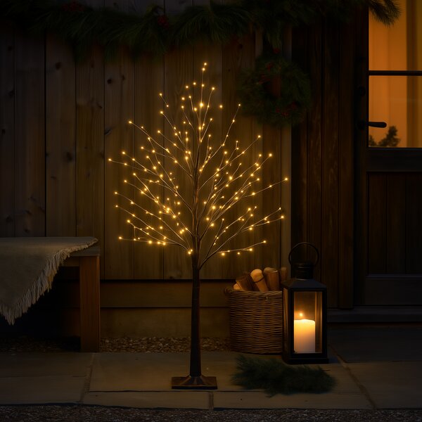 Lampada da terra natalizia albero marrone 120 cm con LED e timer IP44 - Ki