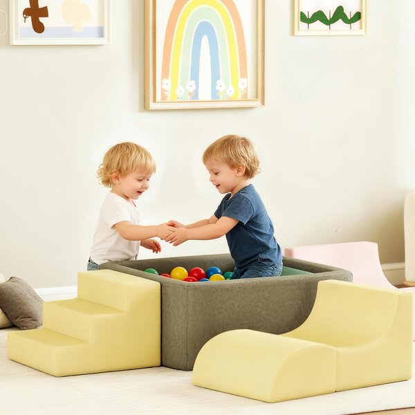 AIYAPLAY Set di 7 Costruzioni Morbide per Bambini 3-6 Anni con Rivestimenti Lavabili in Velluto a Coste, Multicolore | Aosom Italy