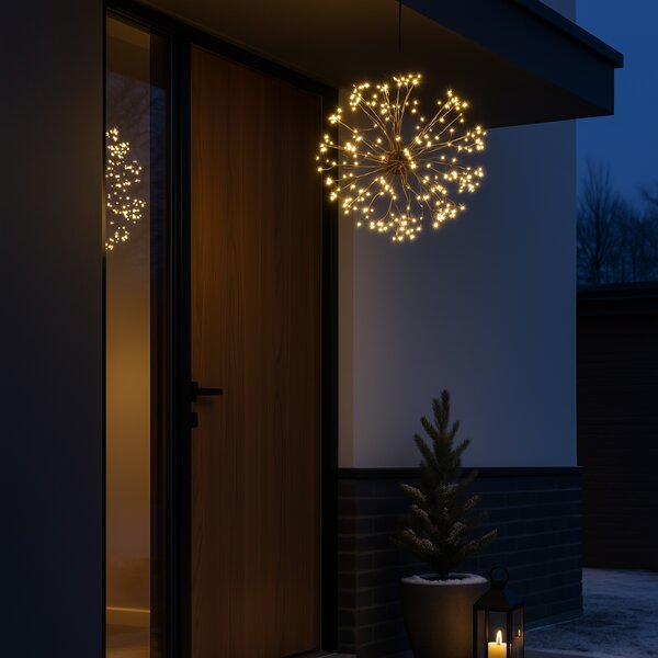 Lampada a sospensione natalizia a sfera nera 40 cm con LED e timer IP44 - Nobu