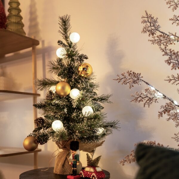 Albero di Natale bianco e oro 60 cm con LED e timer - Jack