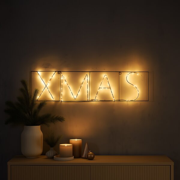 Lampada da parete natalizia nera XMAS con LED e timer IP44 - Yoro
